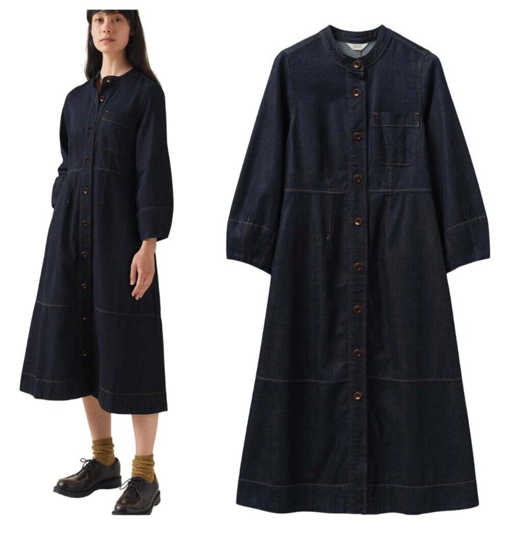 TOAST Denim Neat Shirt Dress in Indigo Size 8 100% Cotton